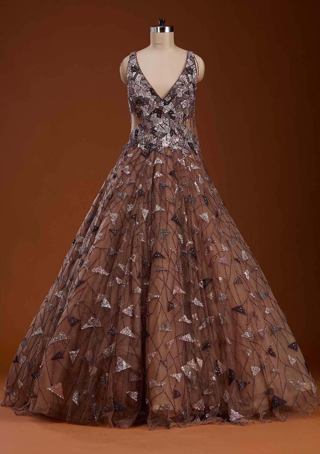 Mauve Zardosi Net Gown-koskii