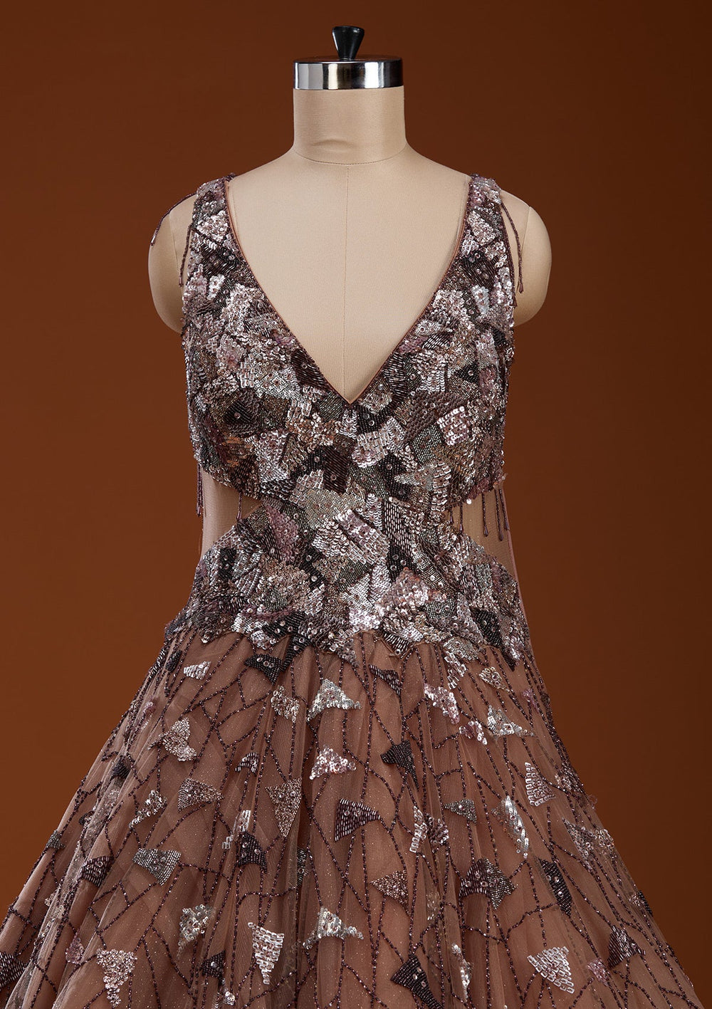 Mauve Zardosi Net Gown-koskii