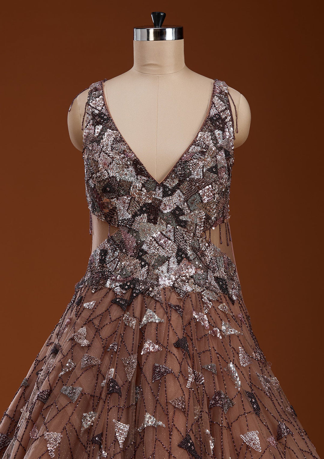 Mauve Zardosi Net Gown-koskii