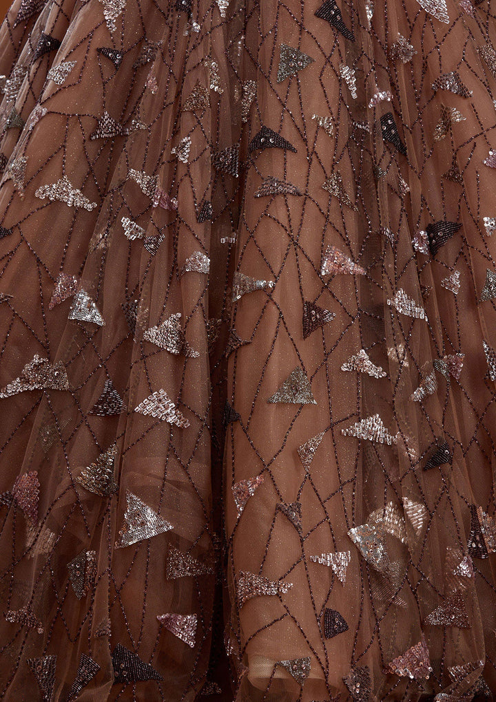 Mauve Zardosi Net Gown-koskii