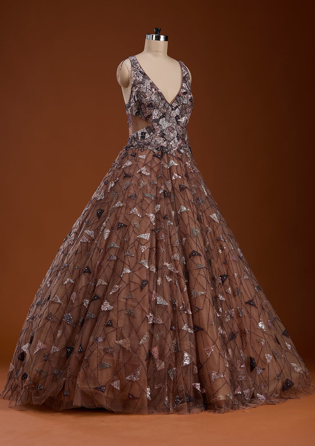 Mauve Zardosi Net Gown-koskii