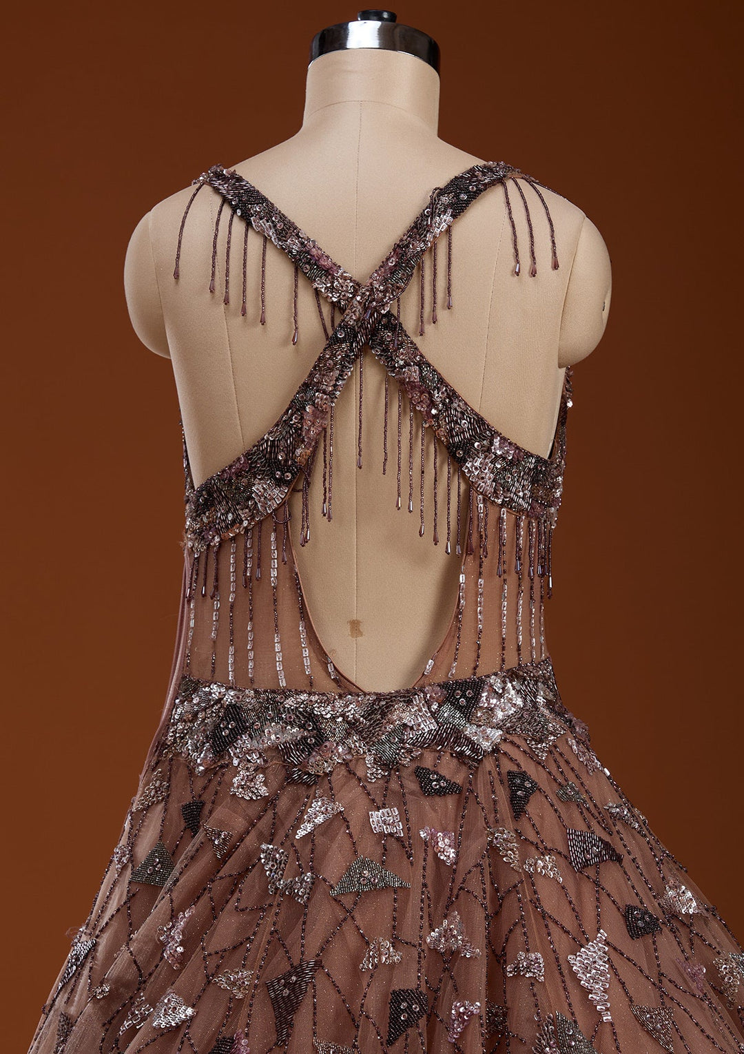 Mauve Zardosi Net Gown-koskii