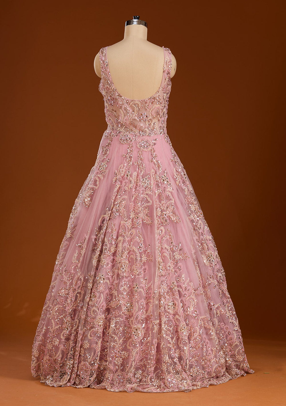 Pink Stonework Net Readymade Lehenga-koskii