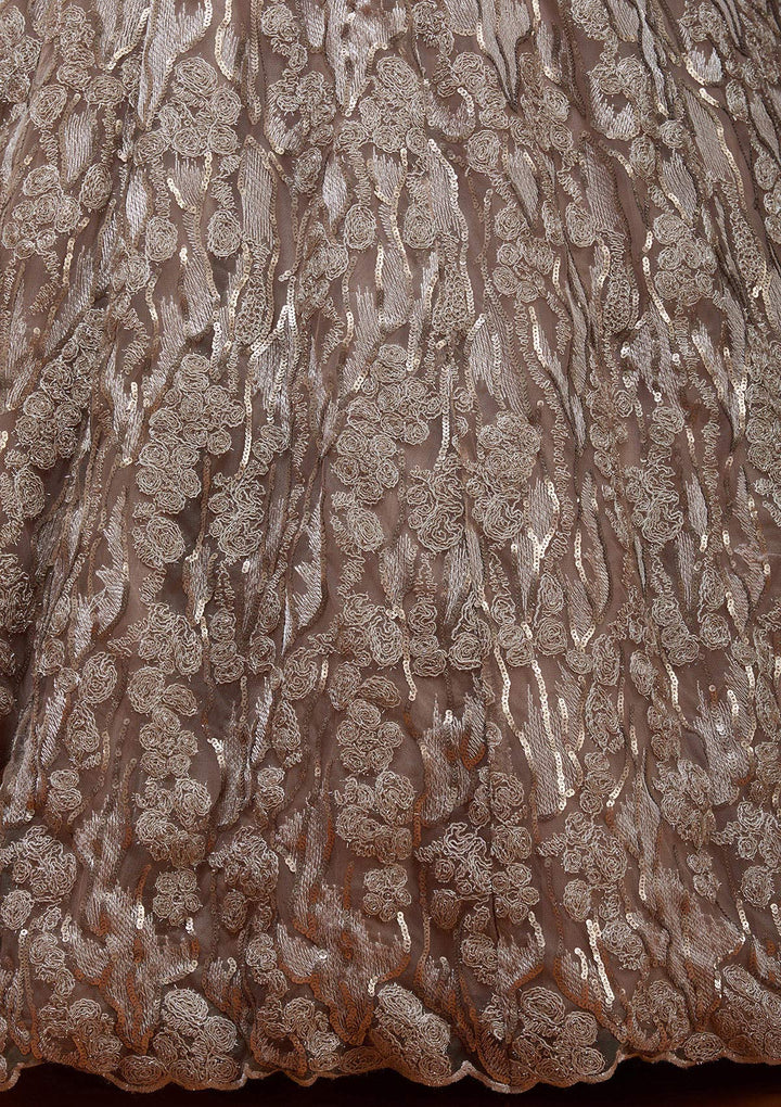 Gold Sequins Net Gown_Koskii