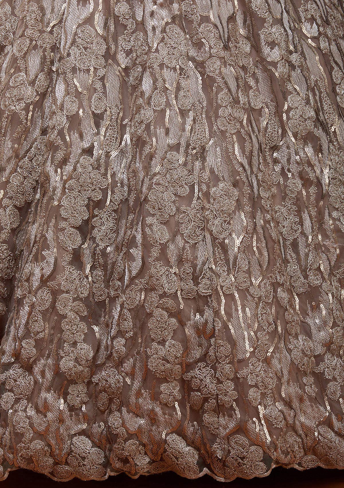 Gold Sequins Net Gown_Koskii