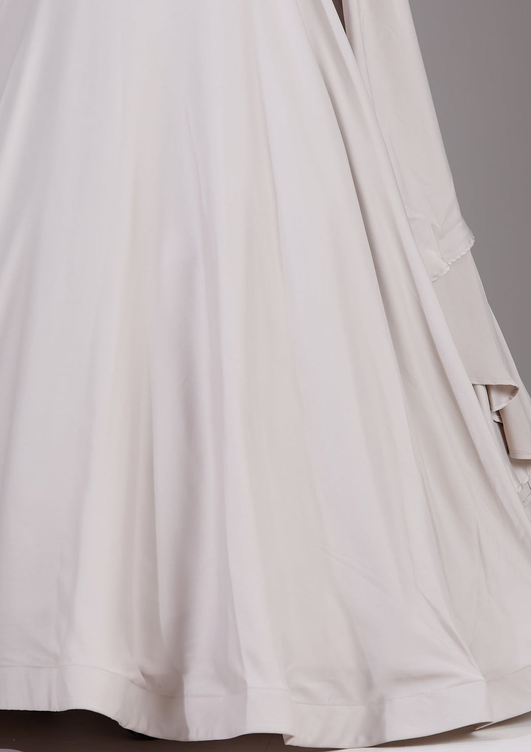 Cream Stonework Satin Readymade Lehenga-Koskii