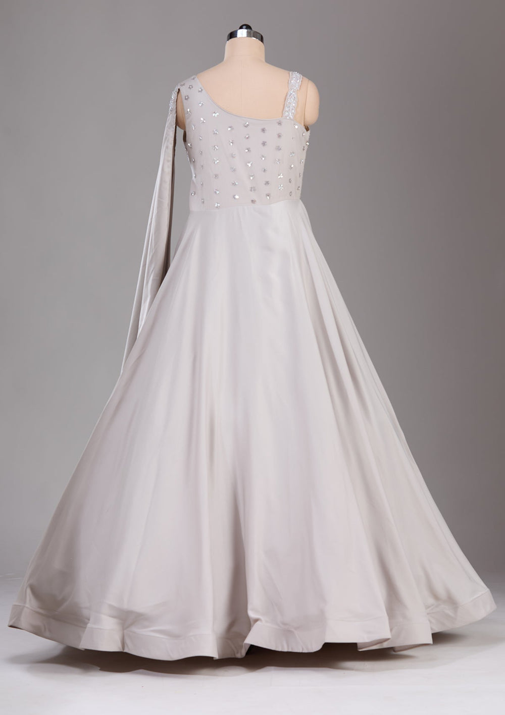 Cream Stonework Satin Readymade Lehenga-Koskii