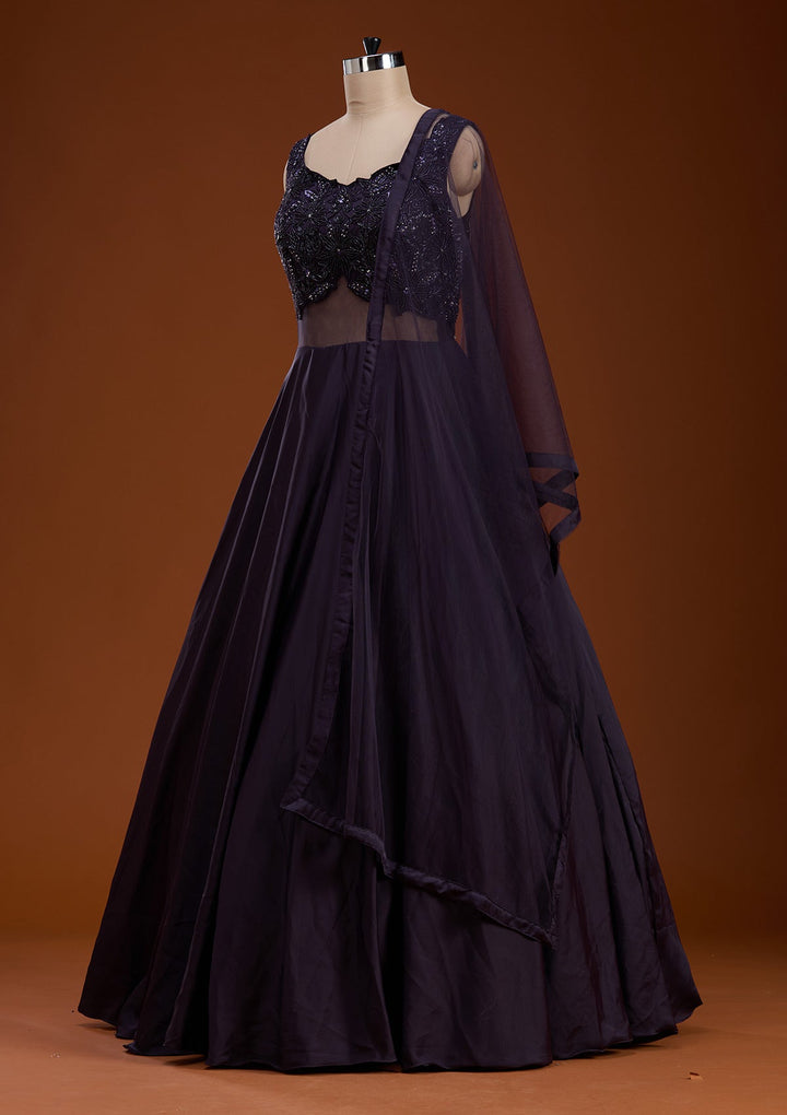 Lavender Cutdana Satin Gown-koskii