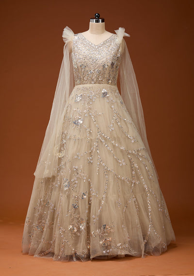 Gold Silver Stonework Net Gown_Koskii