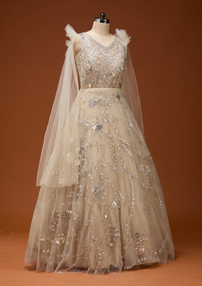Gold Silver Stonework Net Gown_Koskii