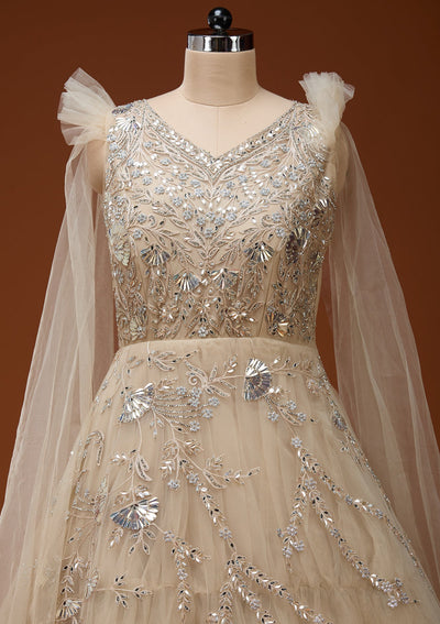 Gold Silver Stonework Net Gown_Koskii