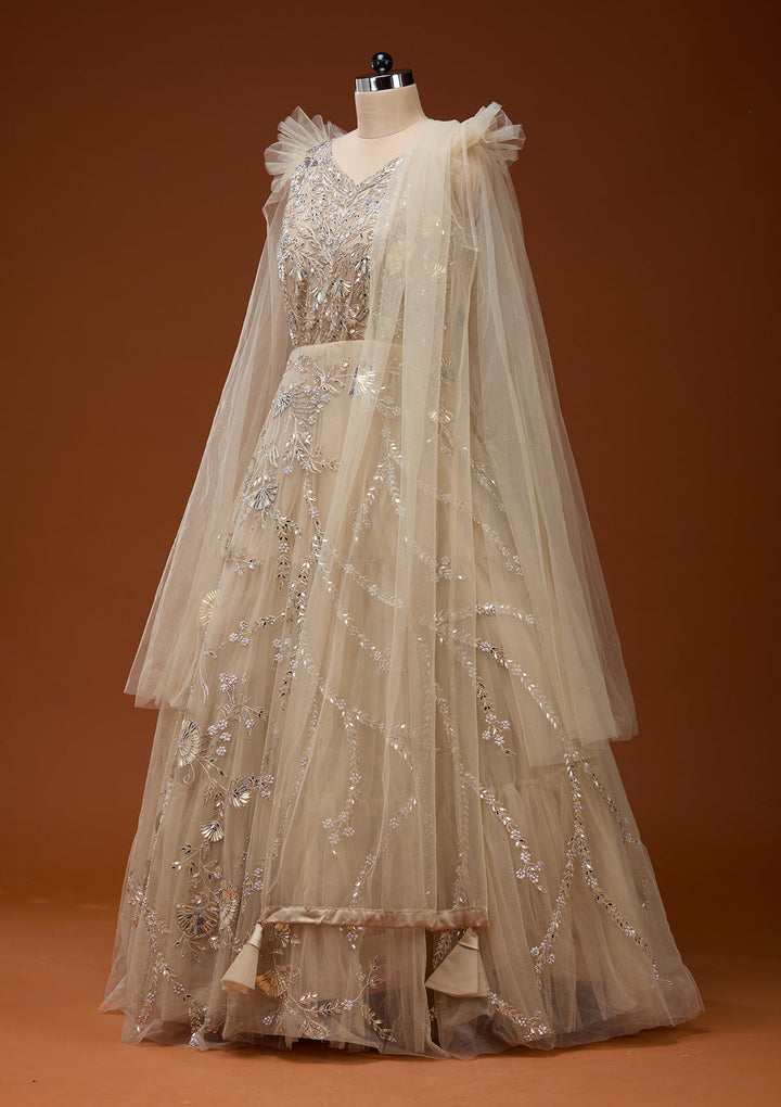 Gold Silver Stonework Net Gown_Koskii