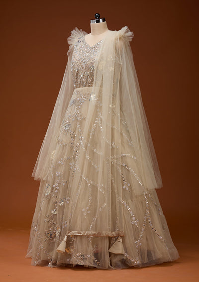 Gold Silver Stonework Net Gown_Koskii