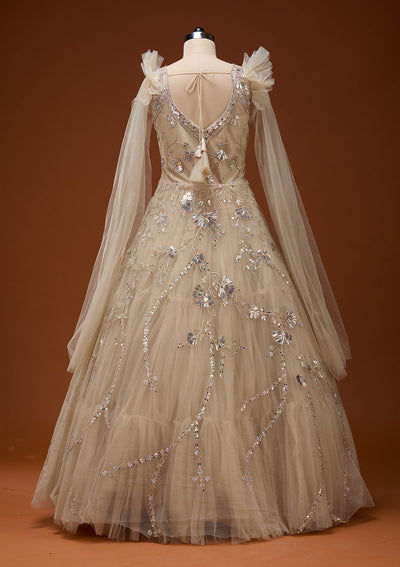 Gold Silver Stonework Net Gown_Koskii