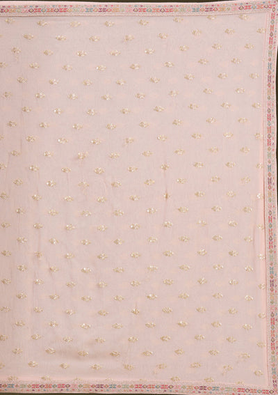 Peach Threadwork Georgette Readymade Lehenga-Koskii