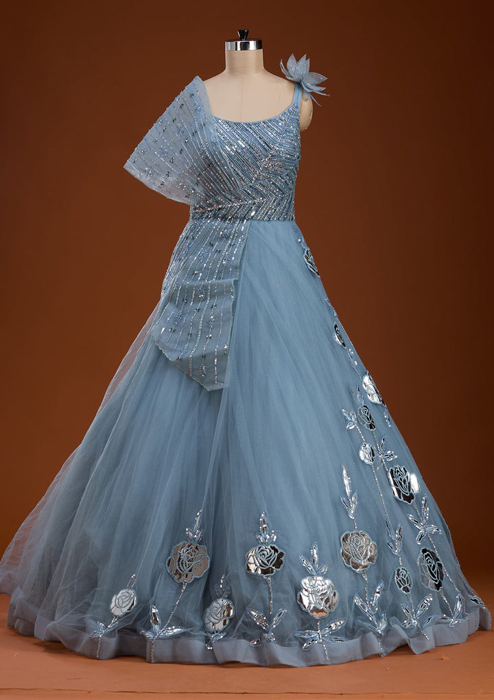 Grey Stonework Net Gown-koskii