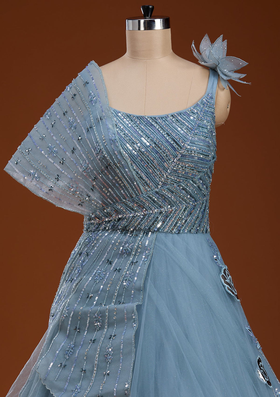 Grey Stonework Net Gown-koskii