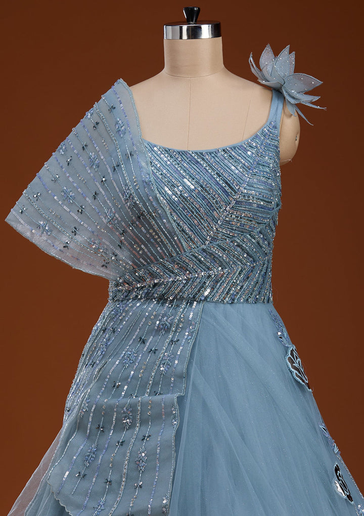 Grey Stonework Net Gown-koskii