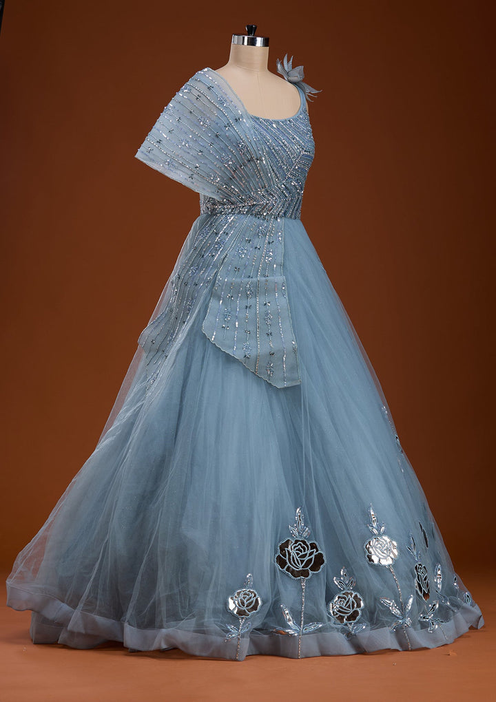 Grey Stonework Net Gown-koskii