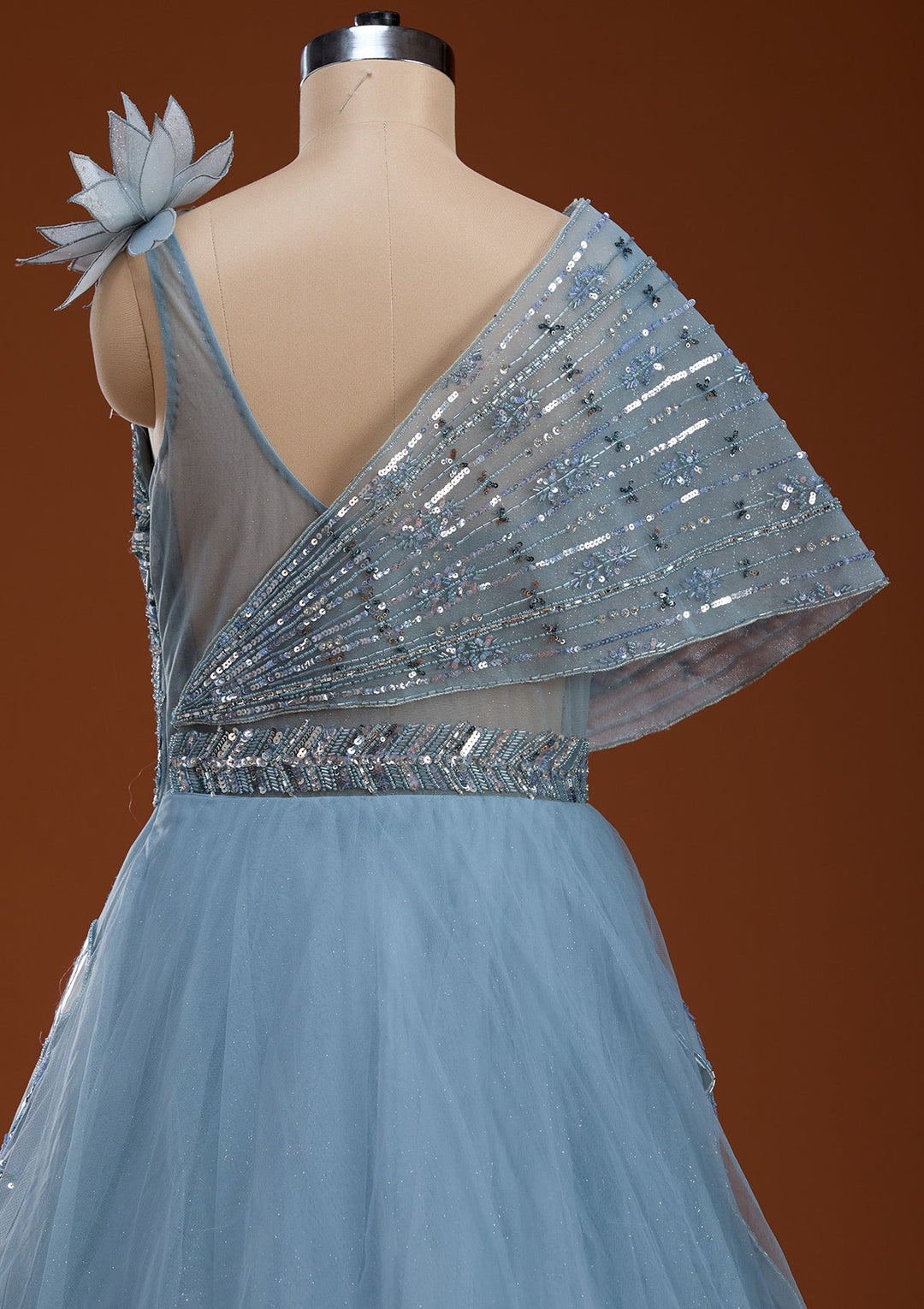 Grey Stonework Net Gown-koskii