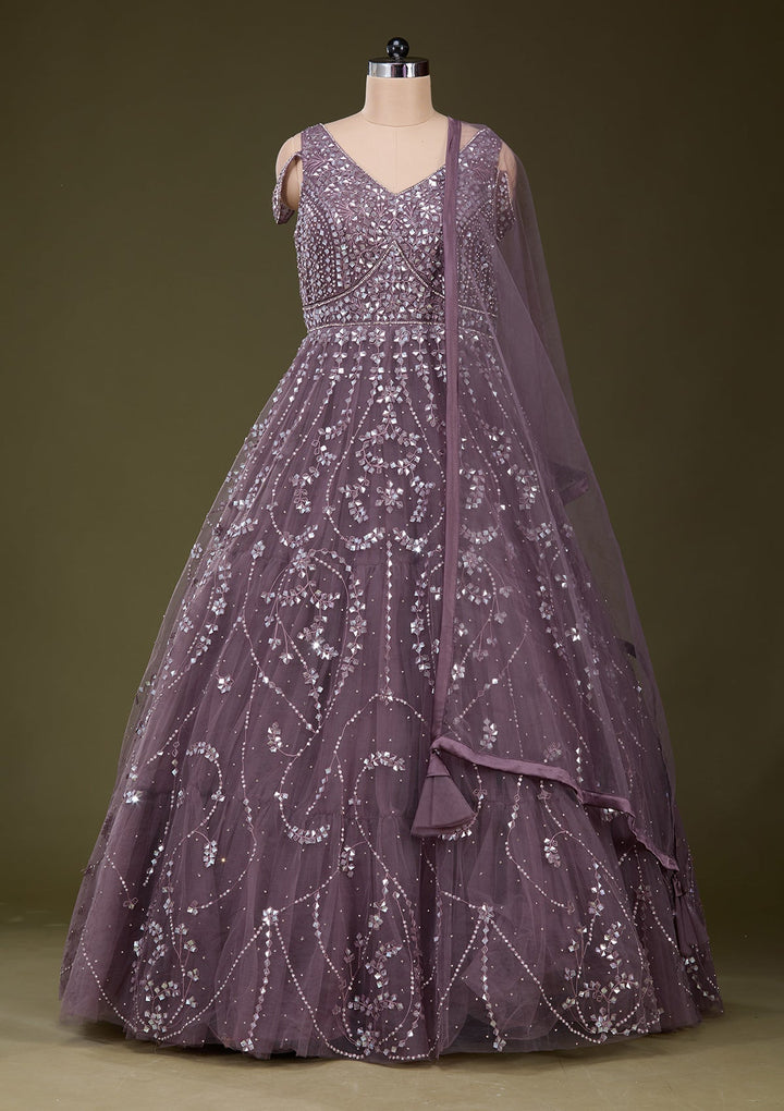 Purple Stonework Net Gown_Koskii