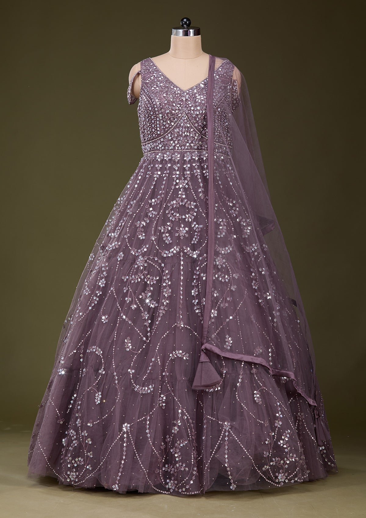 Purple Stonework Net Gown_Koskii