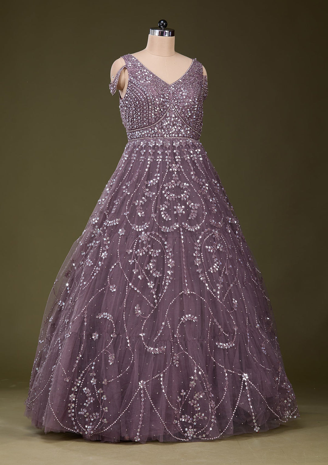 Purple Stonework Net Gown_Koskii