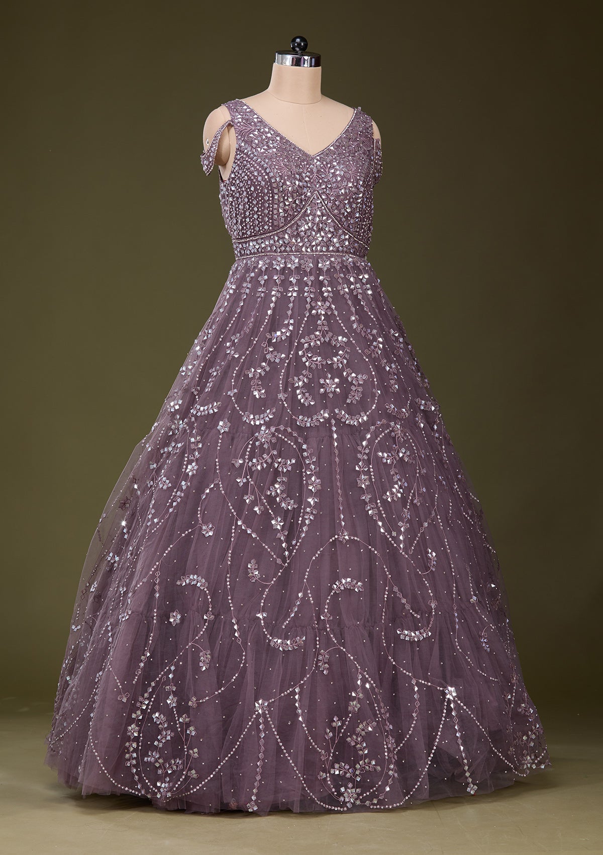 Purple Stonework Net Gown_Koskii