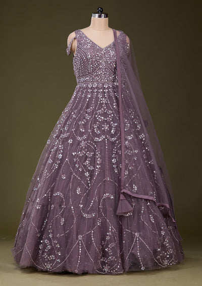 Purple Stonework Net Gown_Koskii