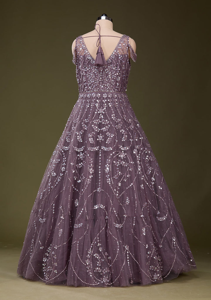 Purple Stonework Net Gown_Koskii