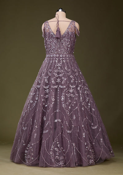 Purple Stonework Net Gown_Koskii