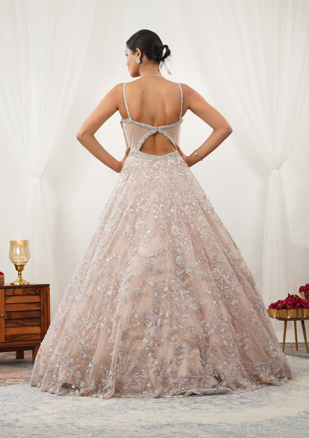 Pink Stonework Net Gown-Koskii