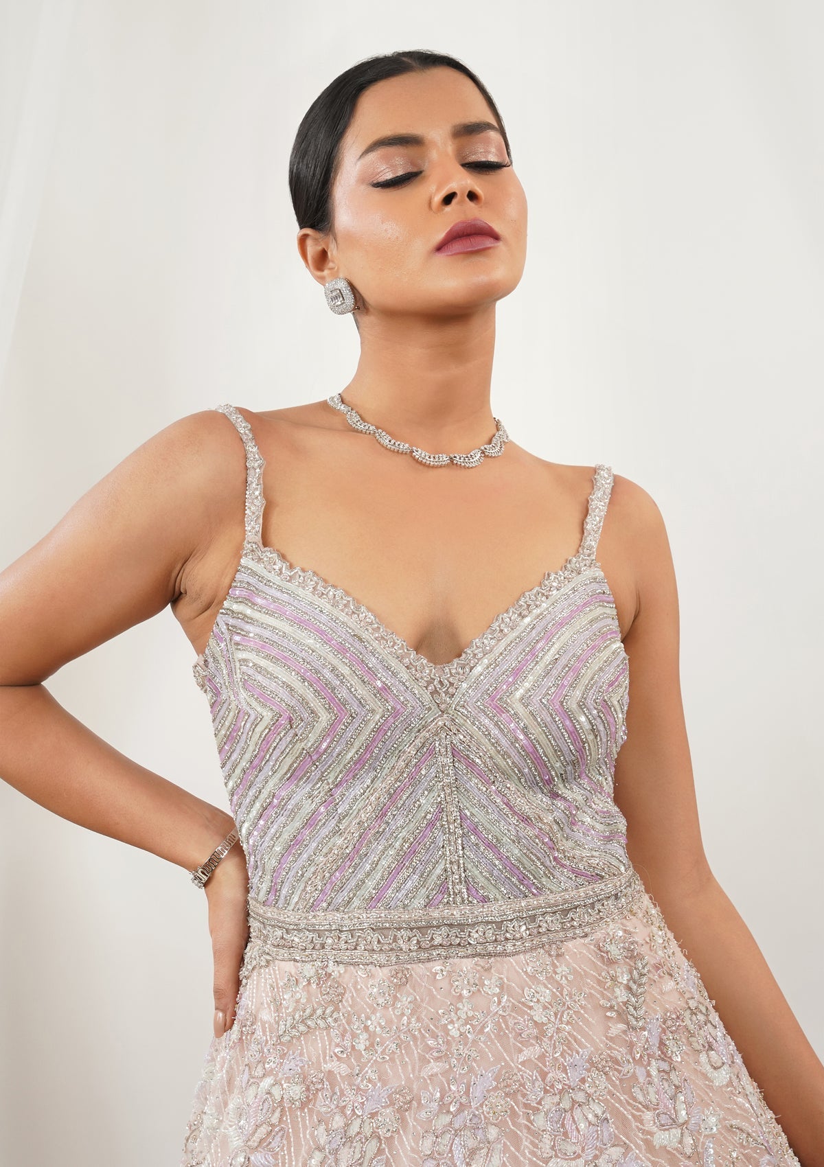 Pink Stonework Net Gown-Koskii