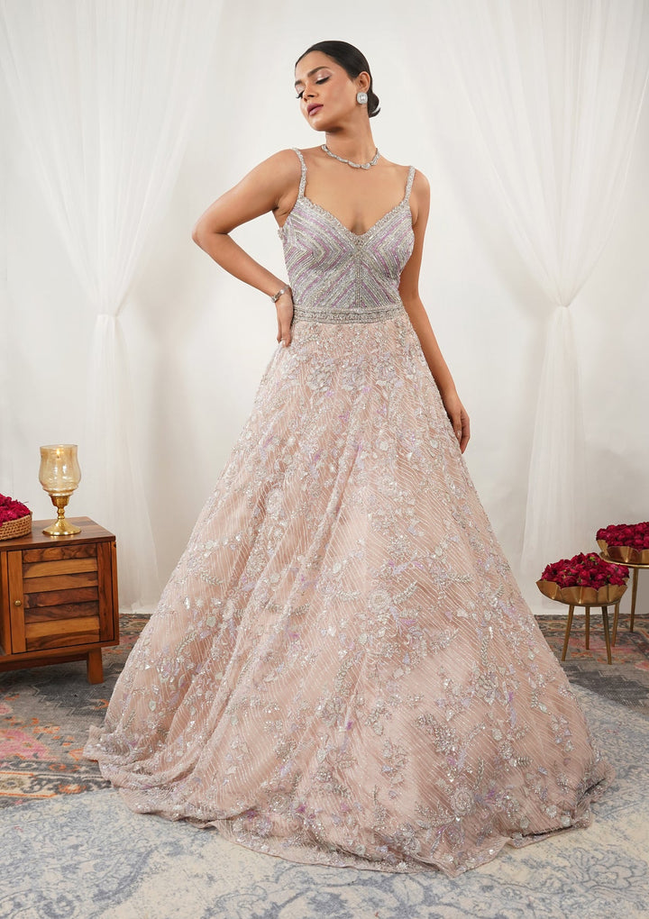 Pink Stonework Net Gown-Koskii