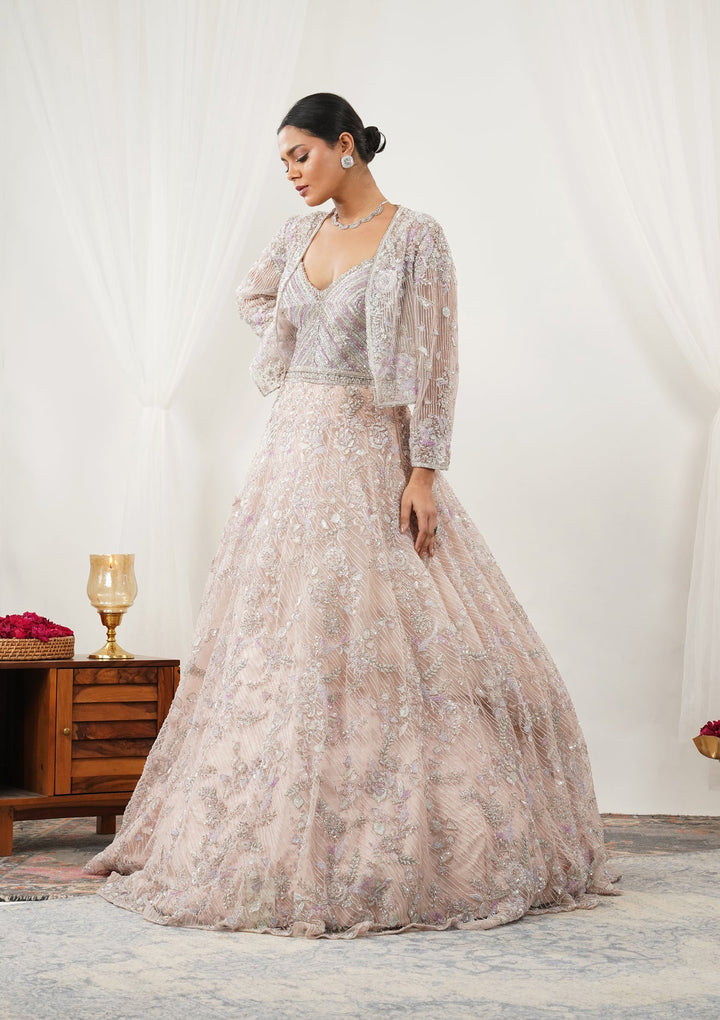 Pink Stonework Net Gown-Koskii