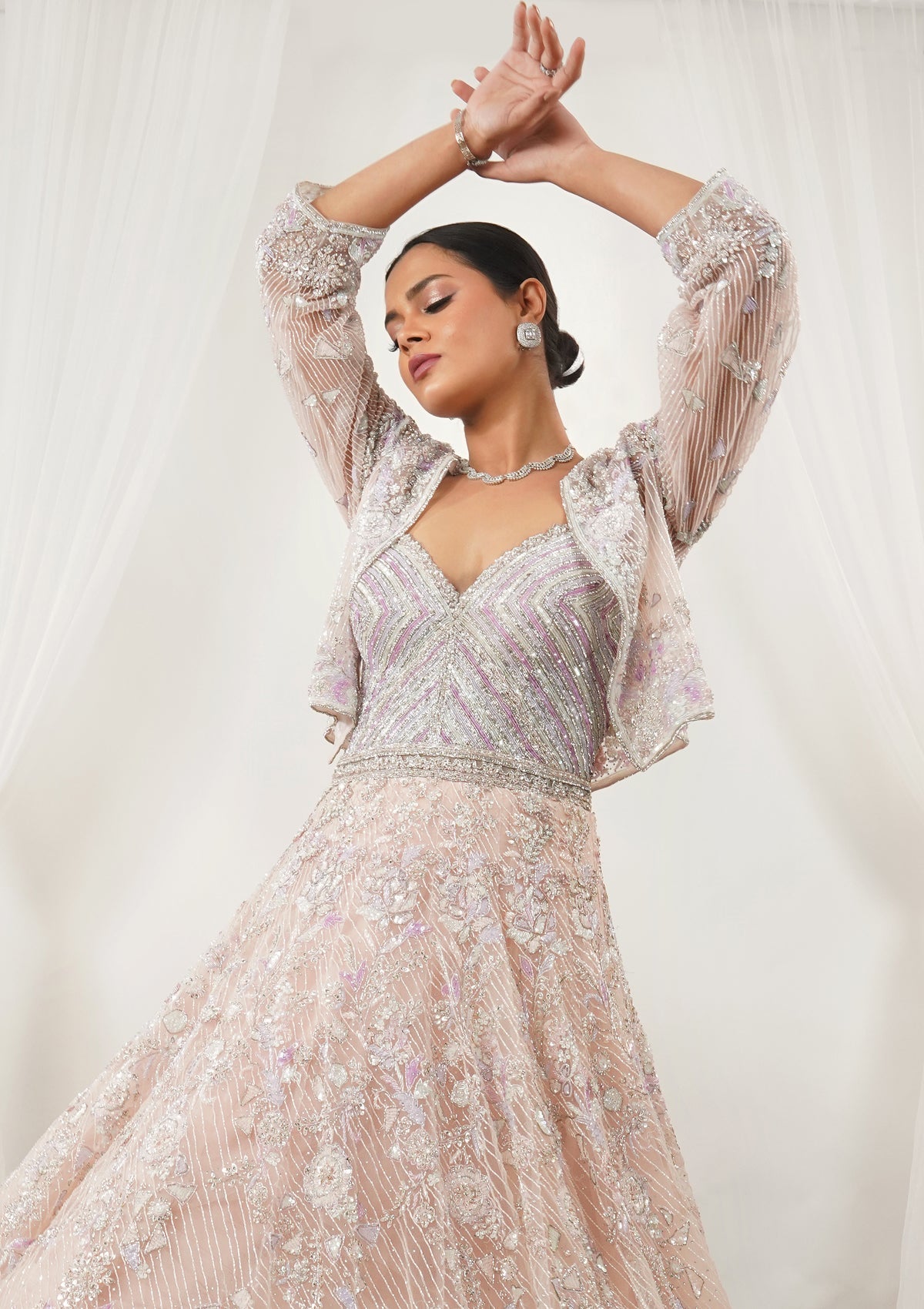 Pink Stonework Net Gown-Koskii