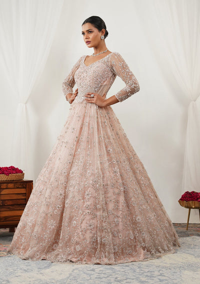 Pink Stonework Net Gown-Koskii