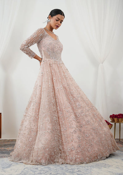 Pink Stonework Net Gown-Koskii