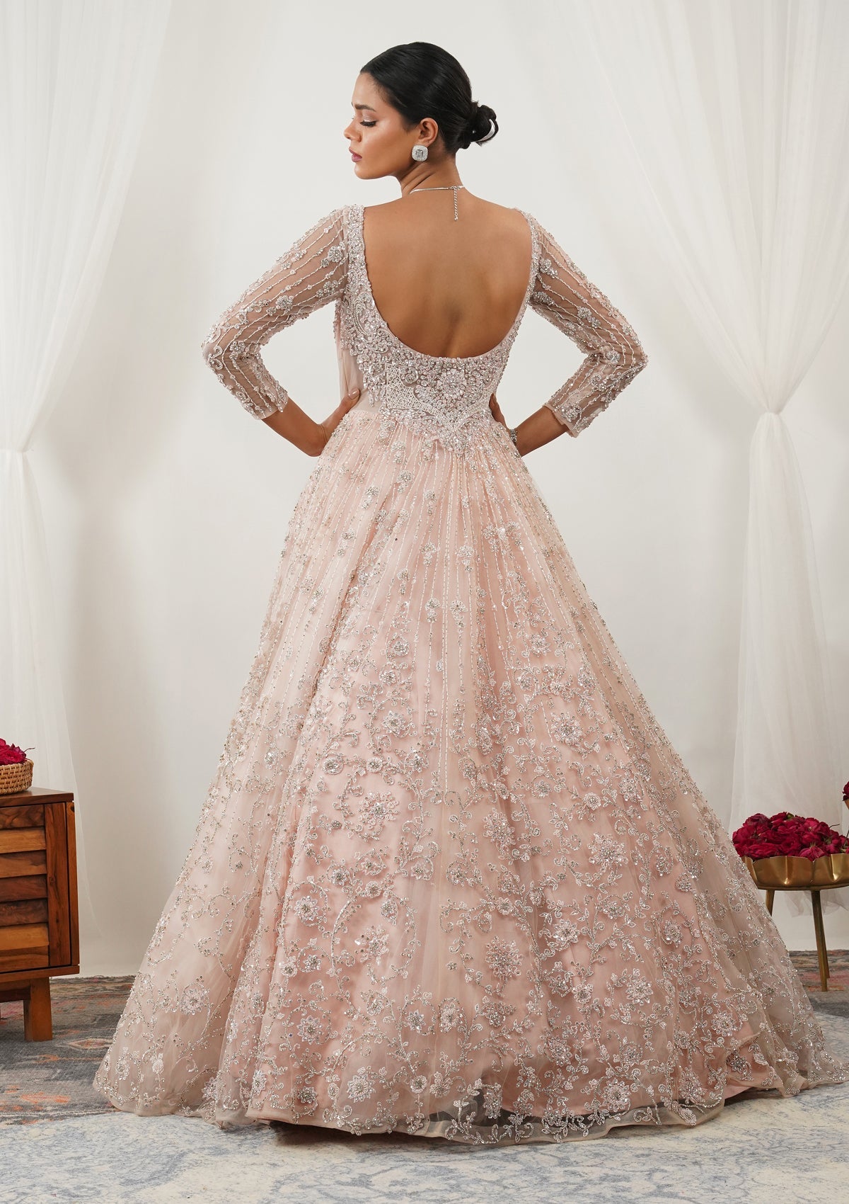 Pink Stonework Net Gown-Koskii