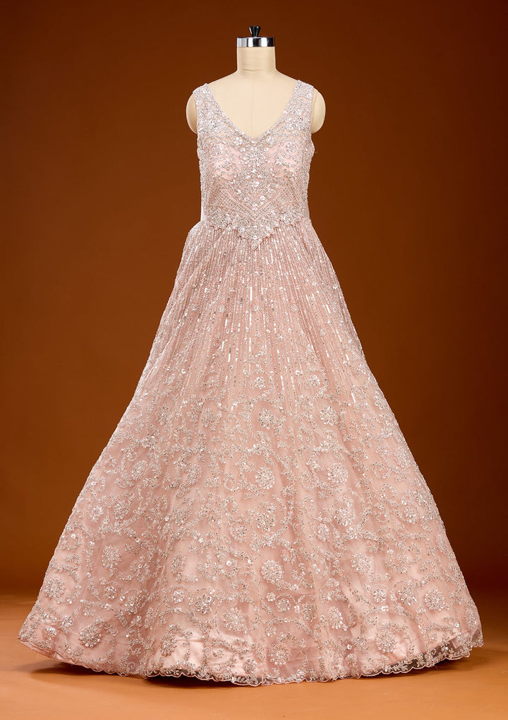 Peach Stonework Net Gown