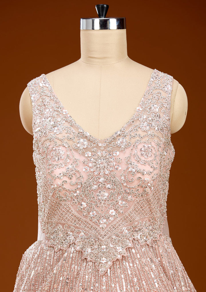 Peach Stonework Net Gown