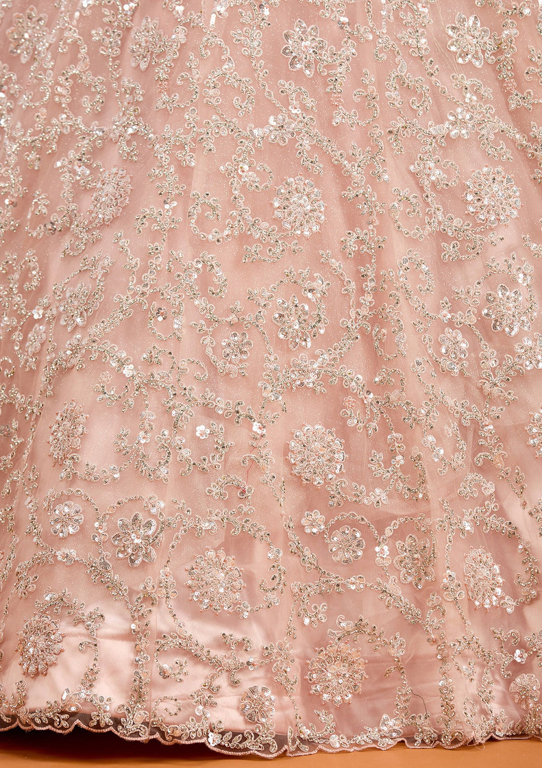 Peach Stonework Net Gown