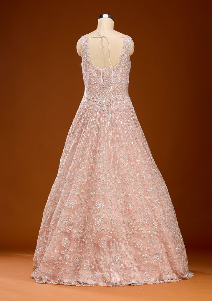 Peach Stonework Net Gown