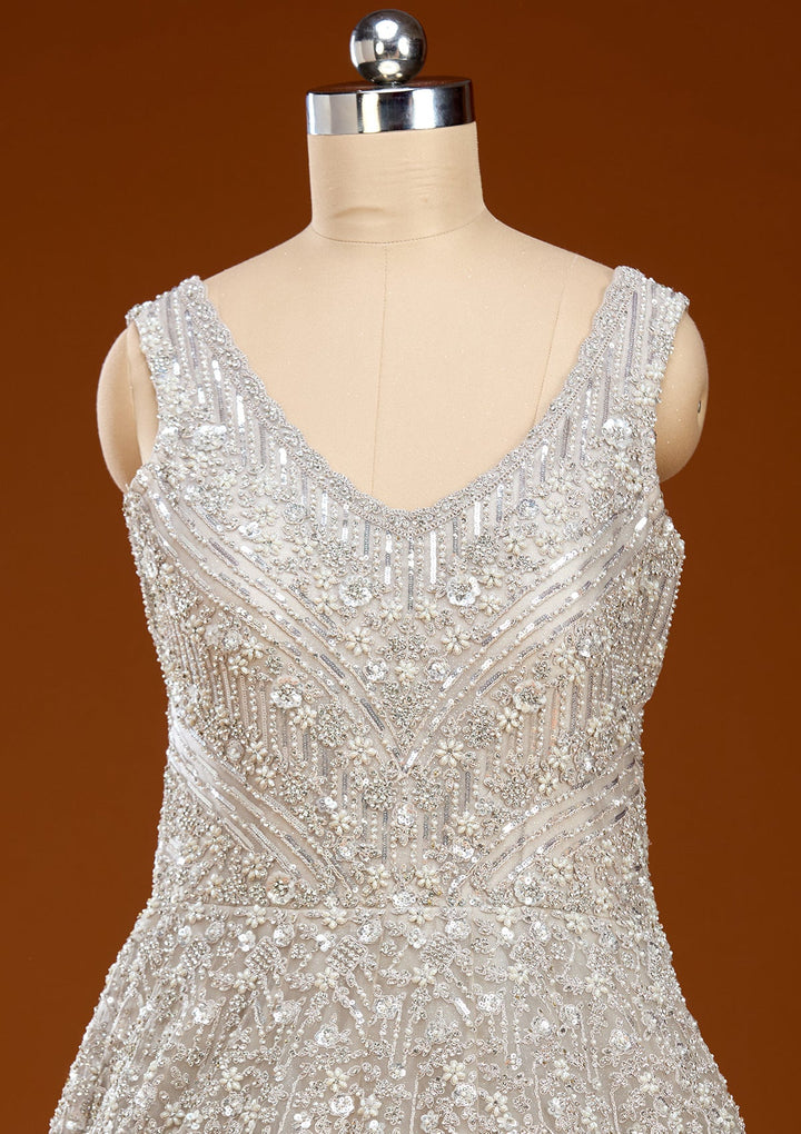 Grey Stonework Net Gown