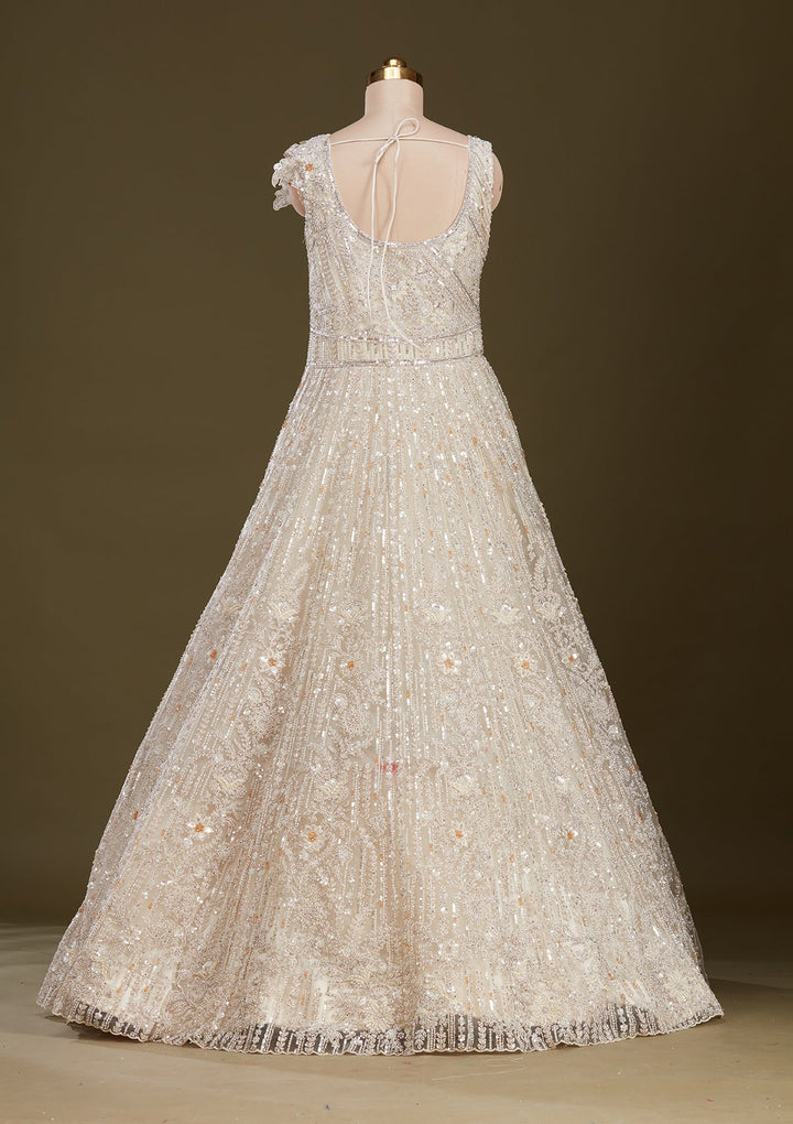 Cream Stonework Net Gown