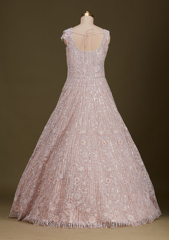 Pink Stonework Net Gown