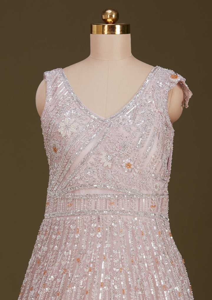 Pink Stonework Net Gown