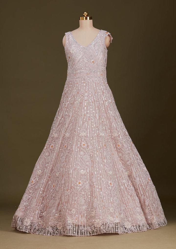Pink Stonework Net Gown