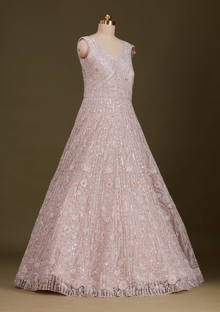 Pink Stonework Net Gown
