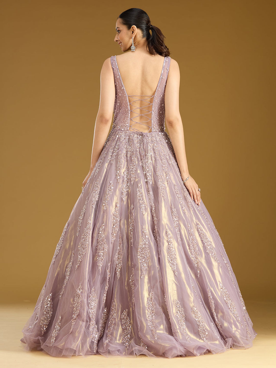 Mauve Stonework (Silver) Tissue Gown
